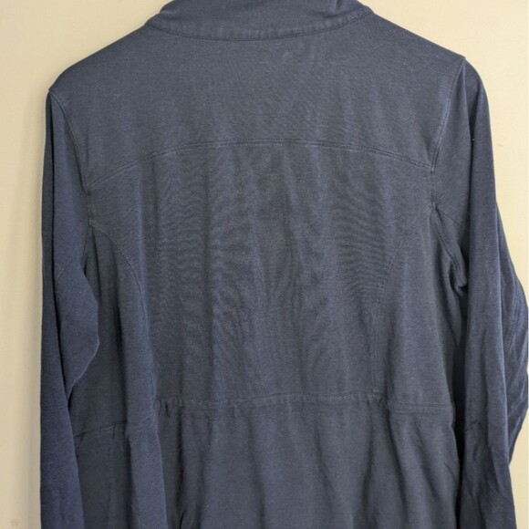 Coolibar Women's UV Protection Navy Full Zip Mock Neck Jacket Sweatshirt - Picture 7 of 7